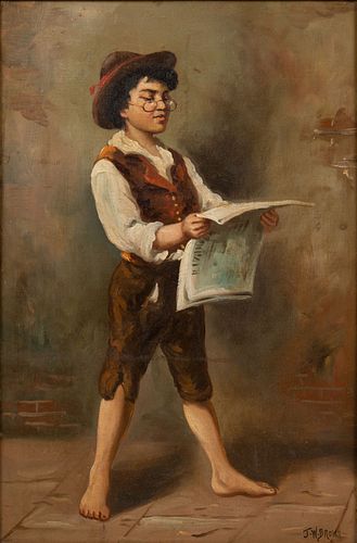 J.W. BROWN (BRITISH, 1842-1928) PORTRAIT OF A NEWSPAPER BOY 