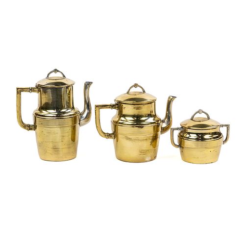 (3) Brass Tea and Coffee Service Set
