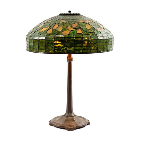 Tiffany Studios Swirling Leaf Stained Glass Lamp