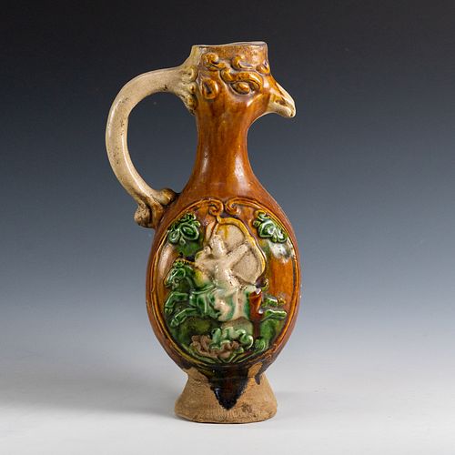 Chinese Tang Style Sancai Pottery Phoenix Form Ewer