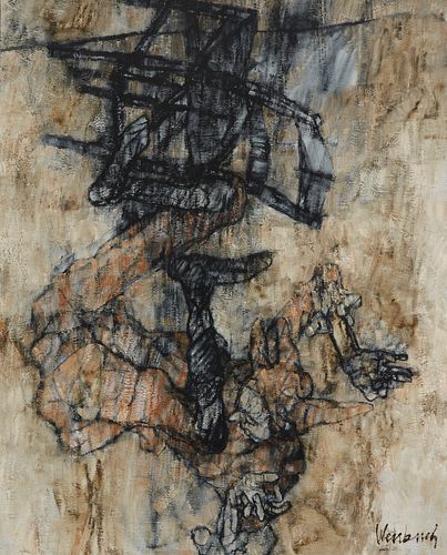Claude Weisbuch, (1927-2014), "La Chute", Oil on canvas, 64" H x 51.25" W