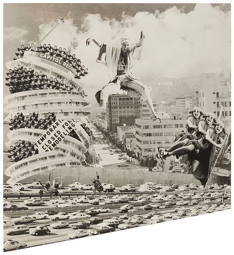 Susan Mogal, (b. 1949), "Crisis in Capitol," 1978, from the "Hollywood Moguls" series, 1976-1979, Offset of a photographic collage on paper, laid to M
