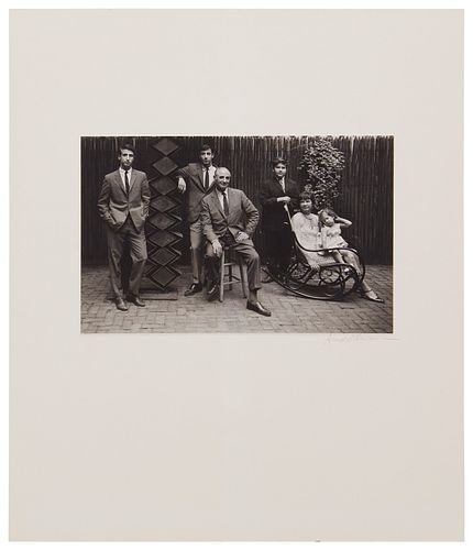 Arnold Newman, (1918-2006), Portrait of the Wise family, Gelatin silver print on photographic paper laid to mat board, Image/Sheet: 6.375" H x 9.75" W