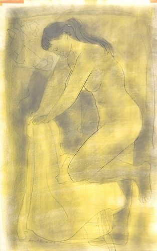 August Mosca Drawing, Female Nude Figure