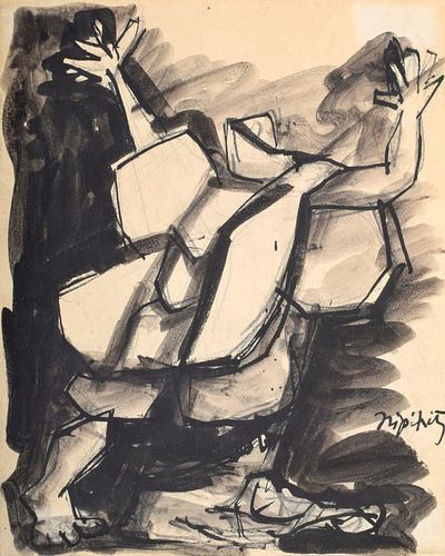 Jacques Lipchitz Drawing, Jewish Museum Study