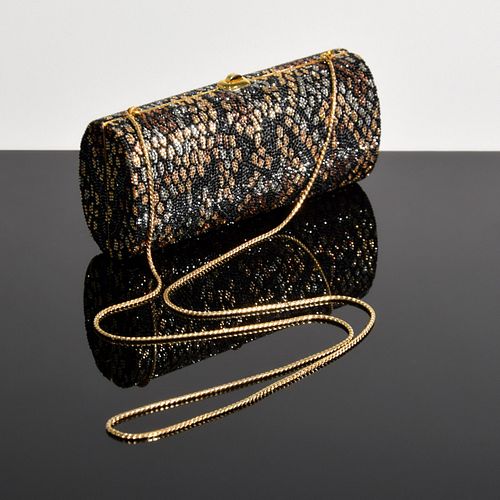 Judith Leiber Patterned Crystal Minaudiere / Clutch