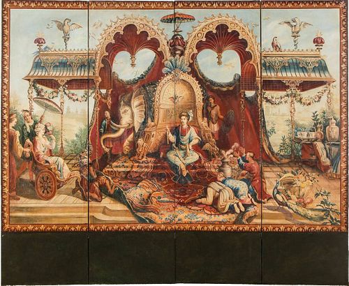 19th C. Chinoiserie Tapestry Cartoon