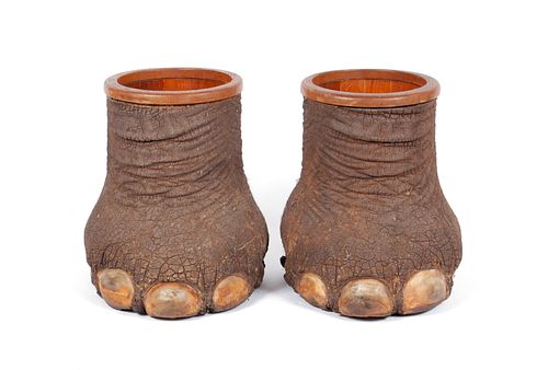 PAIR OF ELEPHANT FOOT PLANTERS
