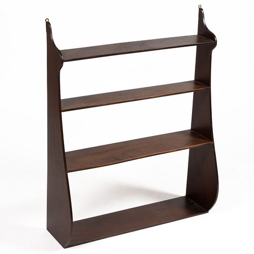 NEW ENGLAND-STYLE MAHOGANY WHALE-TAIL HANGING SHELVES