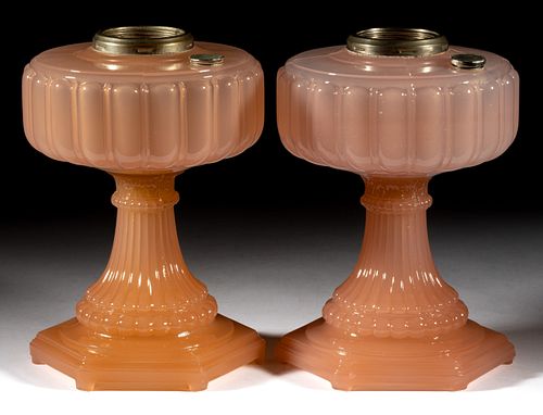 ALADDIN MODEL 112 / CATHEDRAL KEROSENE PAIR OF STAND LAMPS