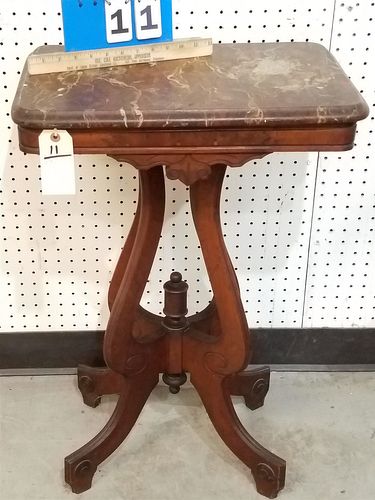 VICT. WALNUT MARBLE TOP STAND
