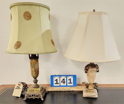 LOT 2 TABLE LAMPS ALABASTER 21-1/2"H MARBLE 21"
