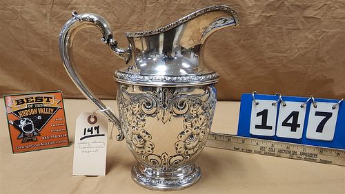 WHITING STERLING "TALISMAN ROSE" HAND CHASED PITCHER 22.60 OZT