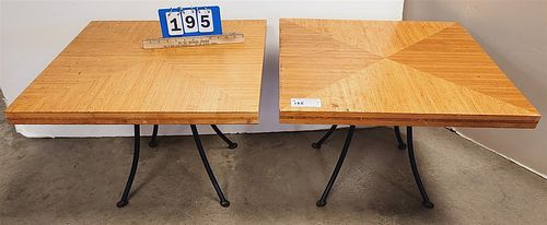 PR METAL BASE BAMBOO TOP SIDE TABLES 17 1/4"H X 24" SQ