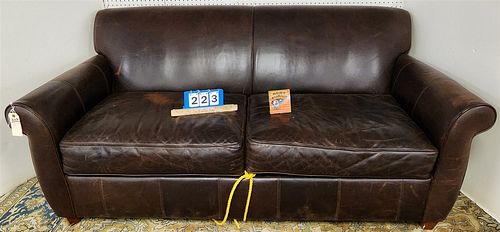 LEATHER SOFA BED 6'6"L X 33-1/2"H X 38-1/2"D