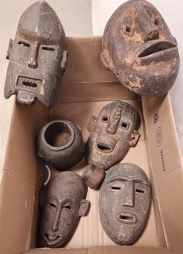 BX 5 AFRICAN MASKS AND COVERED BX AND PESTLE