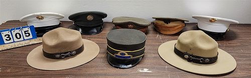 BX HATS - 5 MILITARY, 2 STETSONS-NYCENTRAL ASSISTANT CONDUCTOR