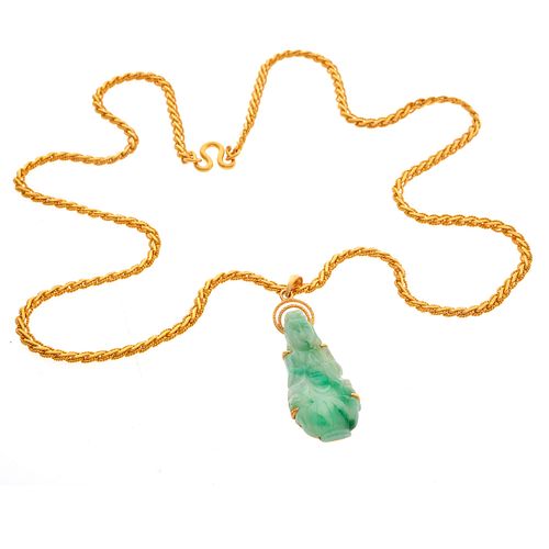 Jade, 22k, 14k Yellow Gold Necklace