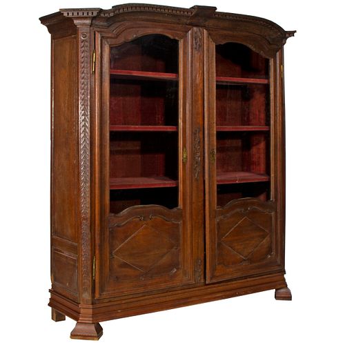 Louis XV Provincial Oak Bookcase Cabinet