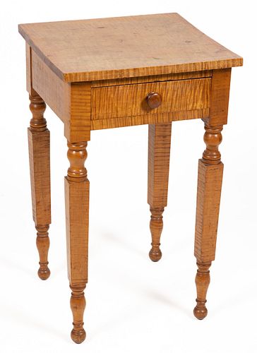 AMERICAN, POSSIBLY NEW YORK STATE, LATE FEDERAL TIGER MAPLE STAND TABLE