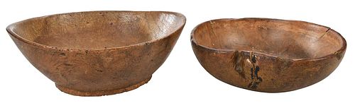 Two Burlwood Treen Bowls
