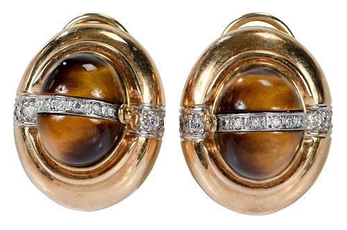 14kt. Diamond Interchangeable Gemstones Clip on Earrings