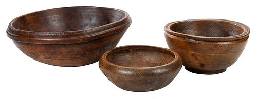 Group of Three American Treen Bowls