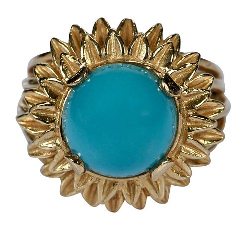 14kt. Design Turquoise Flower Ring