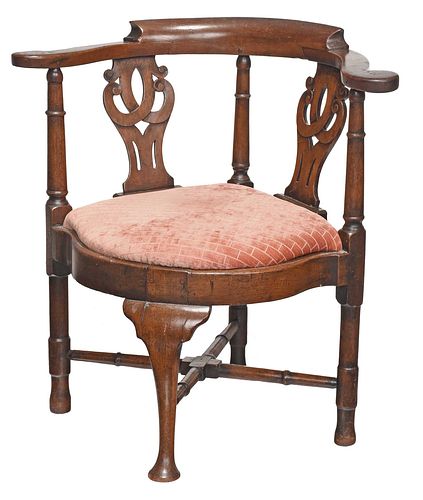 Queen Anne Carved Walnut Corner Chair