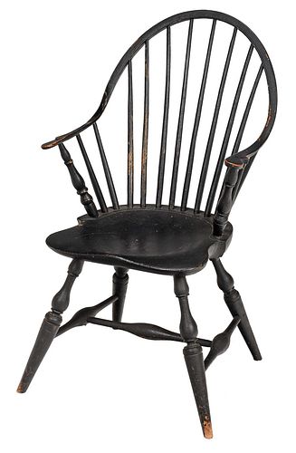 American Black Painted Continuous Arm Windsor Chair