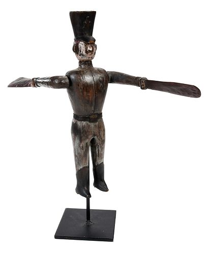 Folk Art Carved and Painted Soldier Whirligig 