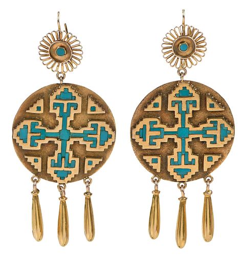 14kt. Turquoise Inlay Earrings