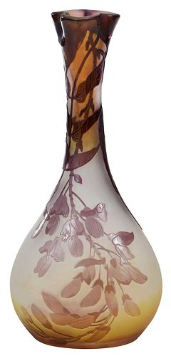 Galle Cameo Glass Iris Vase