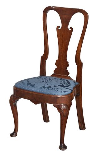 Queen Anne Shell Carved Walnut Balloon Seat Side Chair