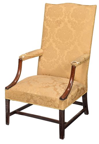 George III Mahogany Blind Fretwork Lolling Chair