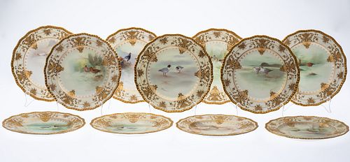11 Royal Doulton Bird-Painted Porcelain Plates