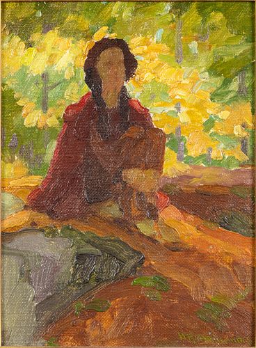 Henry MacGinnis (1875-1962), Jane in Red, O/B