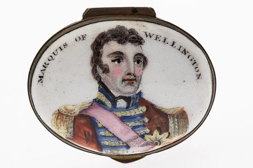 Marquis of Wellington Enamel Patch Box, 19th Century