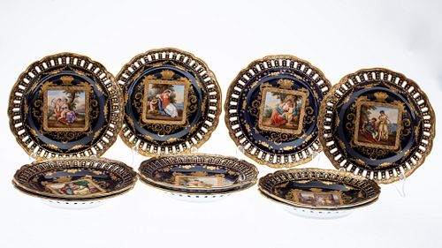 10 Royal Vienna Hand-Painted Plates, 19th C