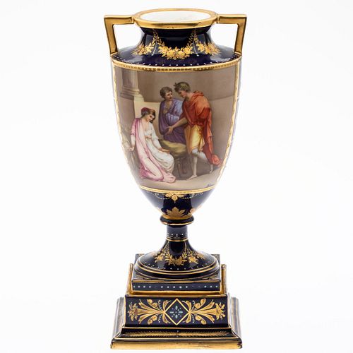 Royal Vienna Porcelain Urn on Stand, Signed Kramer