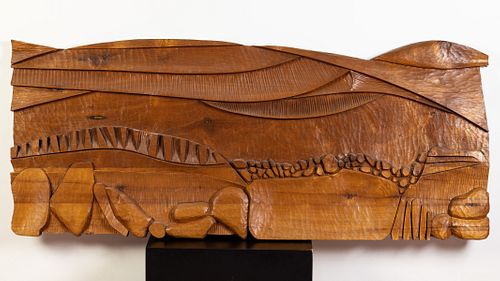 Tom Williams, Oregon Coast, Carved Wood Panel, 1978