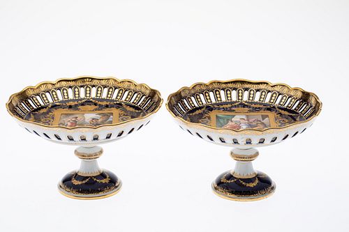 Pair of Royal Vienna Porcelain Compotes, 19th C