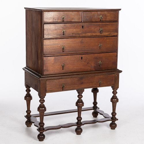William & Mary Walnut Chest on Stand