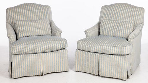 Pair of Cut Velvet Upholstered Club Chairs