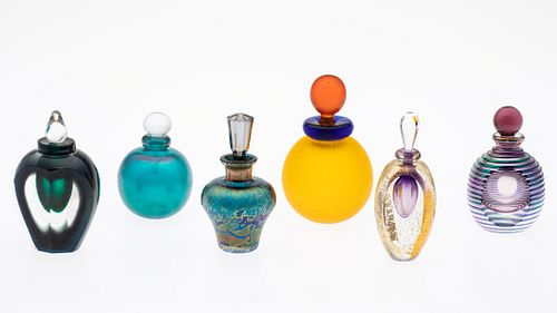 Group of 6 Contemporary Art Glass Perfume Bottles