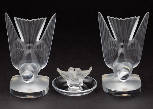 Group of Lalique Glass Birds
