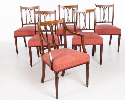 6 George III Style Mahogany Side Chairs, 19th C
