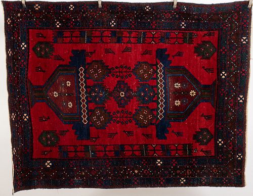 Tribal Rug with Floral Urns