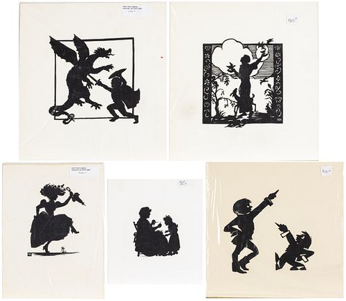 Group of 5 Helen Hatch Inglesby Silhouette Scenes