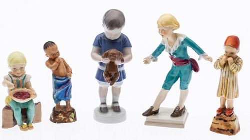 5 Porcelain Figurines of Boys